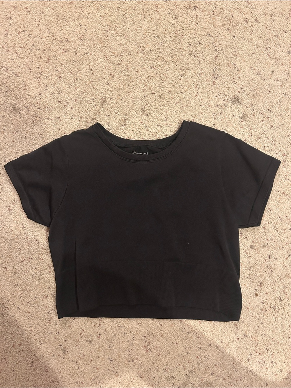 NWOT Offline by Aerie Black Women's Cropped Crewneck Top